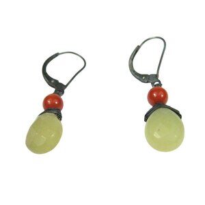 Handcrafted Sterling Silver 925 Earrings Drop Beads Dangle Glass Faceted Bead